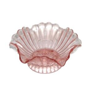 Vintage Pink Depression Glass Footed Scalloped Candy Nut Bowl 6 Inch